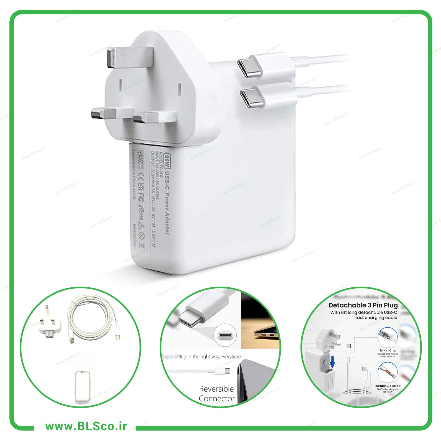 شارژر اپل 20.5V 4.7A 96W تایپ سی