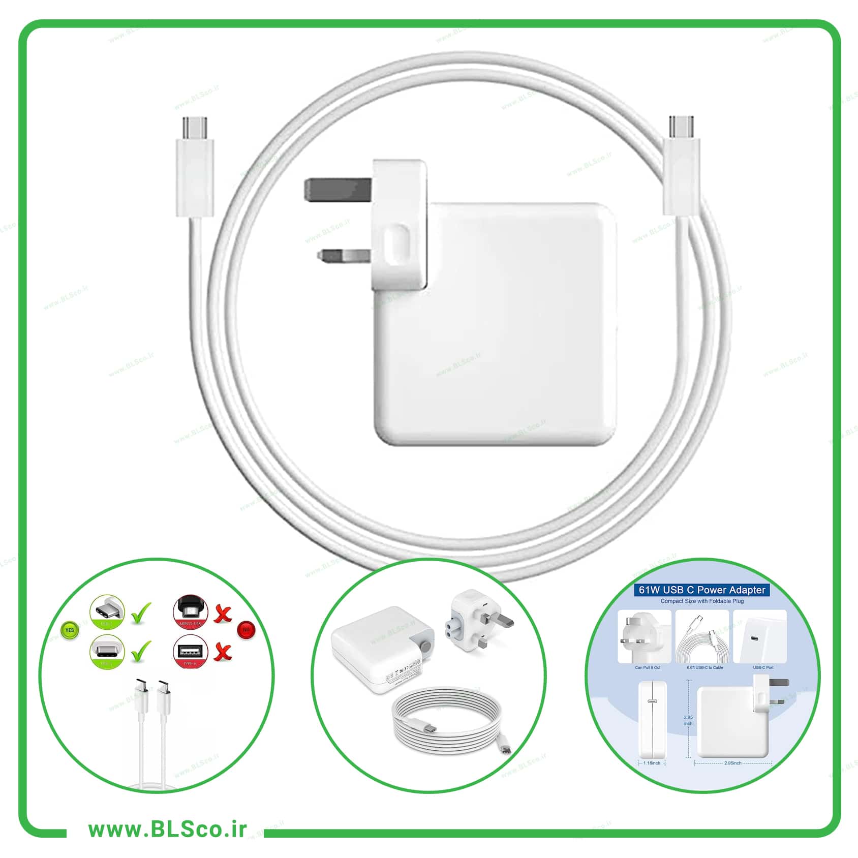 شارژر اورجینال لپ تاپ مک بوک اپل Apple USB‑C 20.3V 3A