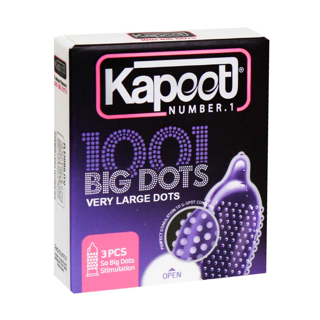 کاندوم 1001 خاردار درشت کاپوت مدل Big Dots بسته 3 عددی — تصویر ۲