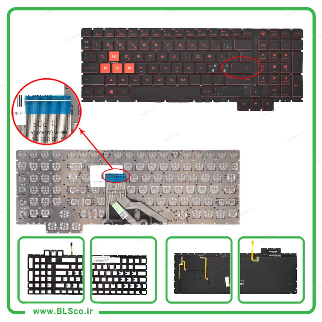 کیبورد لپ تاپ اچ پی HP Omen 15-CE با بکلایت قرمز