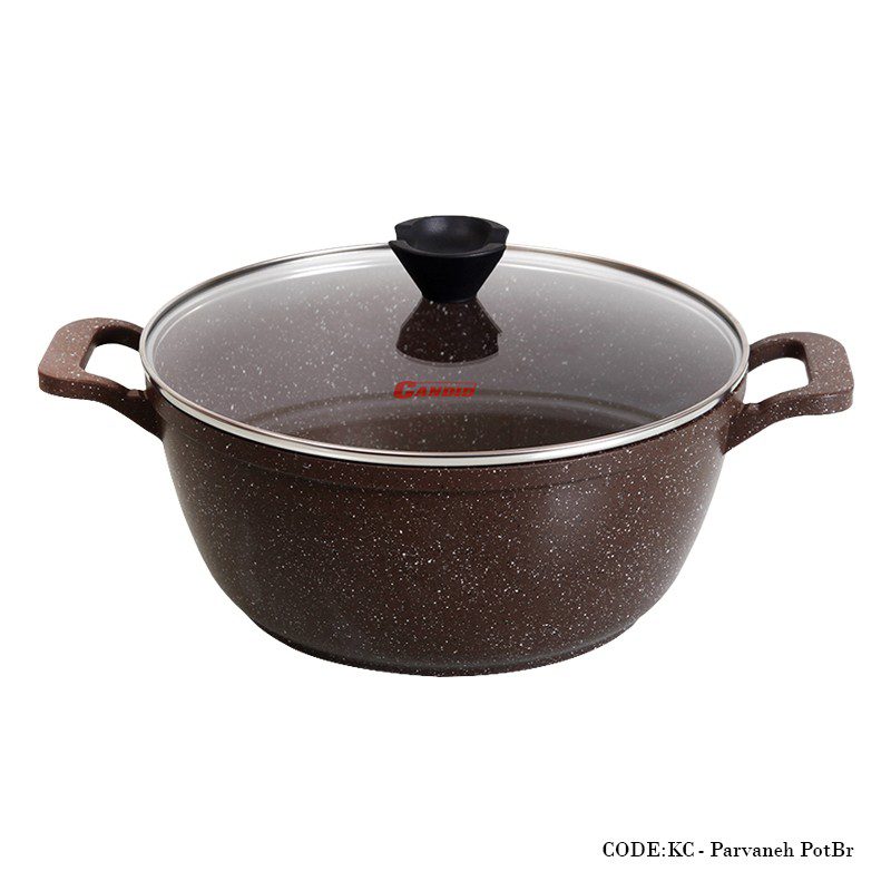 قابلمه گرانیتی 8 نفره سایز 28 مدل پروانه دورو قهوه ای
