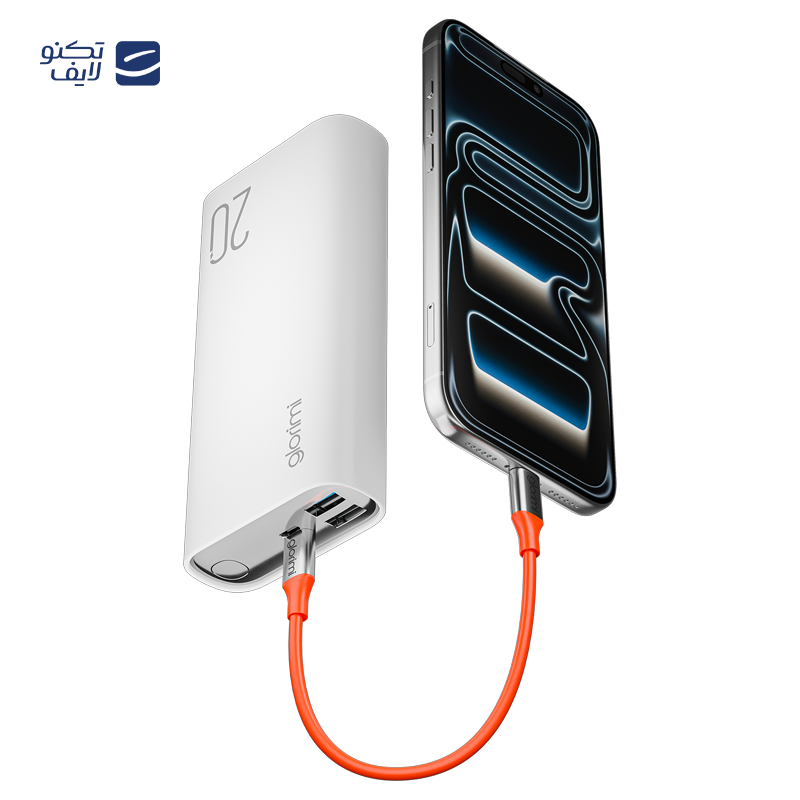 پاوربانک گلوریمی مدل LIGHTCORE ظرفیت 20000 میلی آمپر ساعت توان 22.5 وات — تصویر ۷