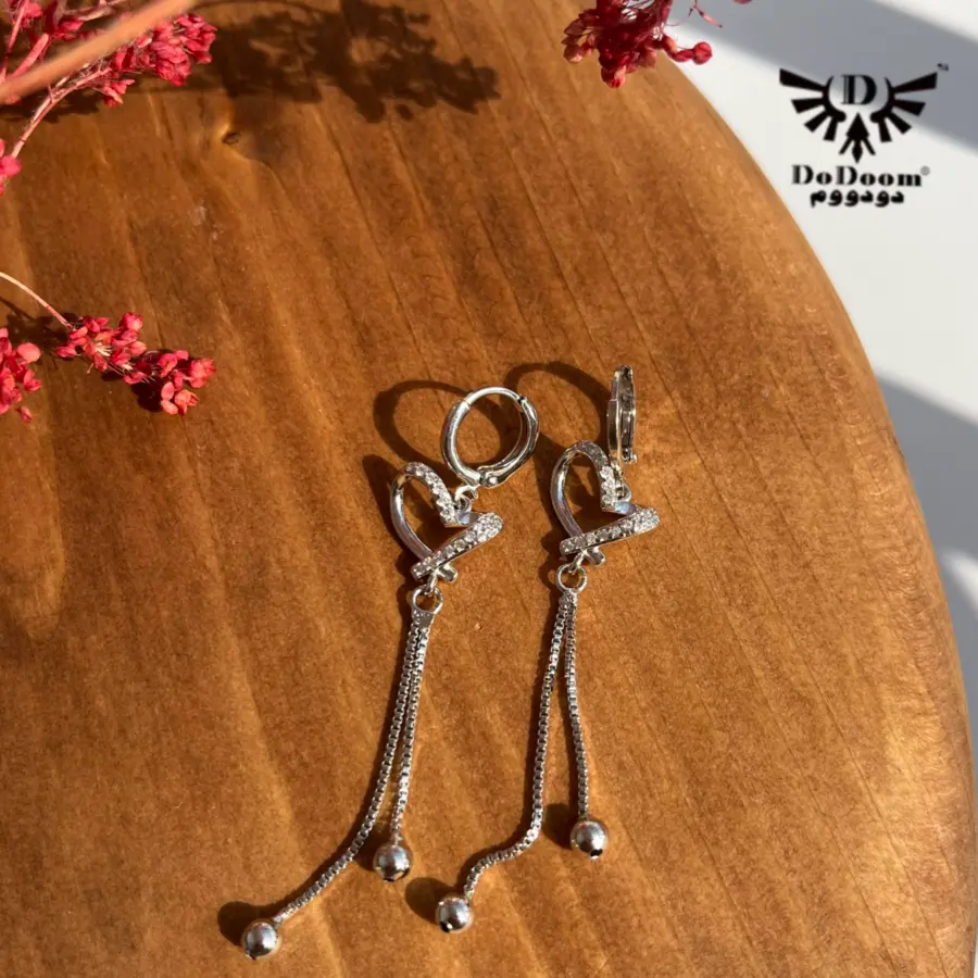 گوشواره قلب نگیندار آویزدارE57