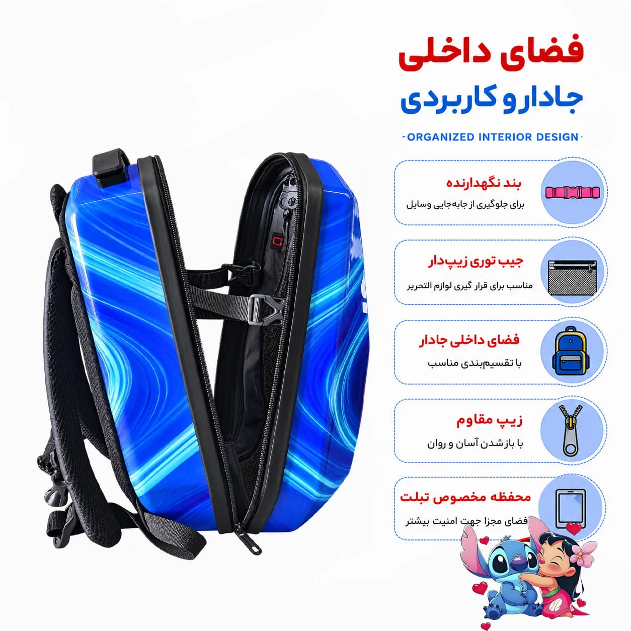 کوله پشتی مدرسه مارینوکس مارول مدل استیج (Stitch) — تصویر ۶