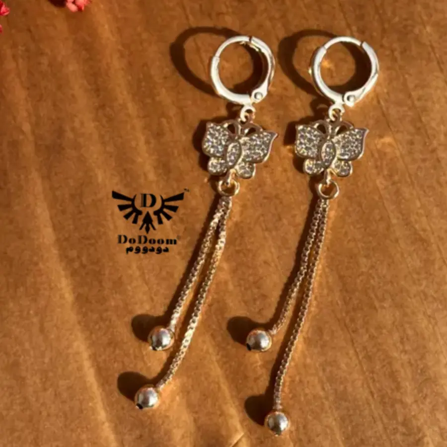 گوشواره پروانه نگیندار E55 — تصویر ۳