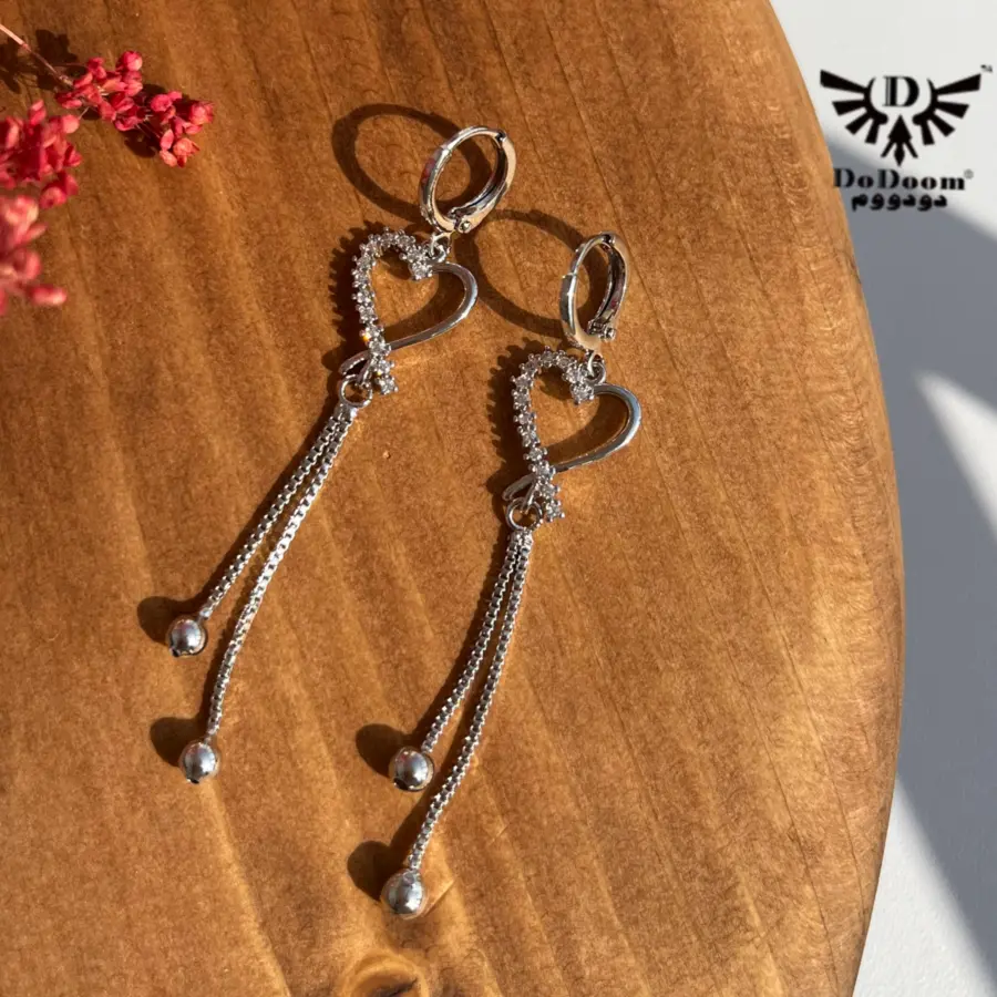 گوشواره قلبی آویزدار E54 — تصویر ۴