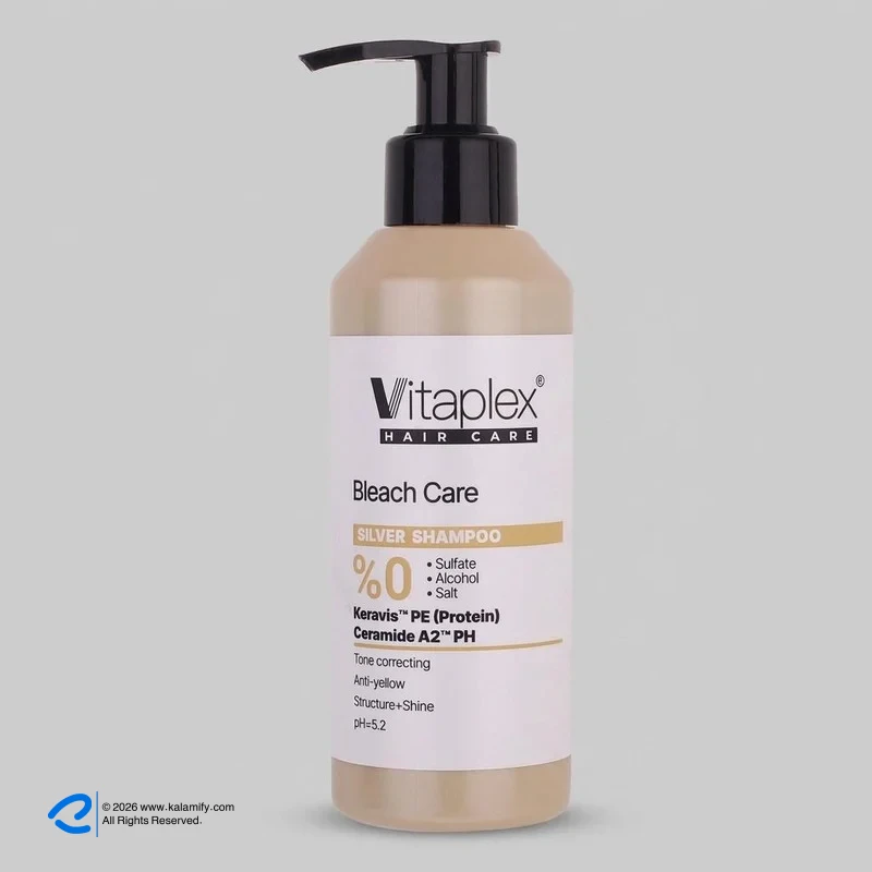 شامپو تثبیت کننده رنگ مو ویتاپلکس مدل Bleach Care 01 با حجم 200 میلی‌لیتر، مناسب موهای رنگ شده و آسیب دیده، ضد زردی، براق کننده، سازگار با پوست سر معمولی و چرب