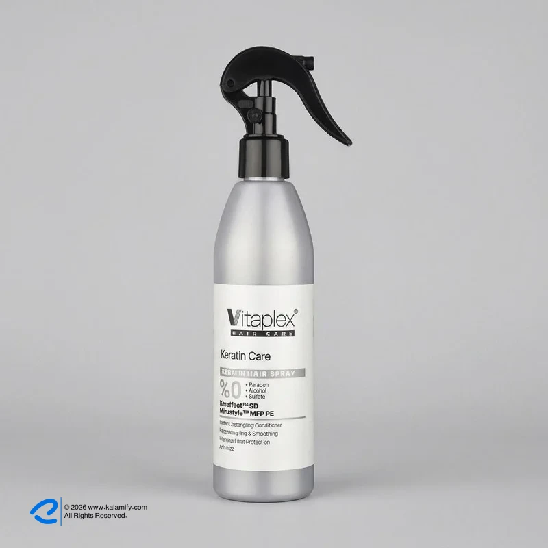 اسپری براق کننده مو با قدرت حفظ حالت مو 4 ویتاپلکس مدل KC04 مناسب مو کراتین شده حجم 300 میلی لیتر