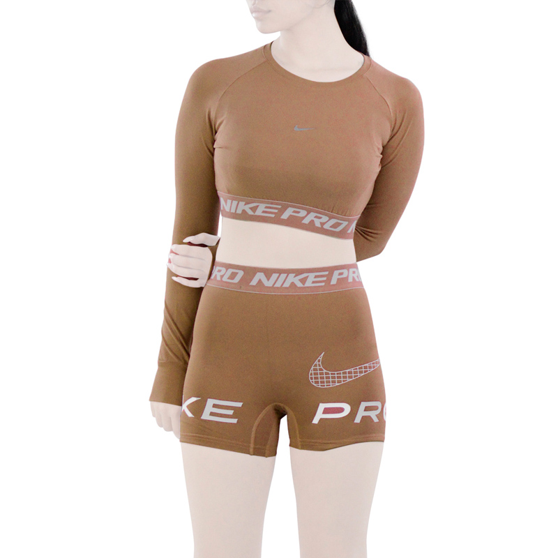 ست نیم تنه و کشاله بند ورزشی زنانه مدل Dri Fit-612 نسکافه ای
