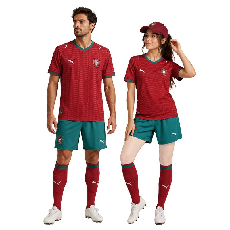 ست تیشرت و شلوارک اسپرت پرتغال جام جهانی کیت World Cup-2026 زرشکی