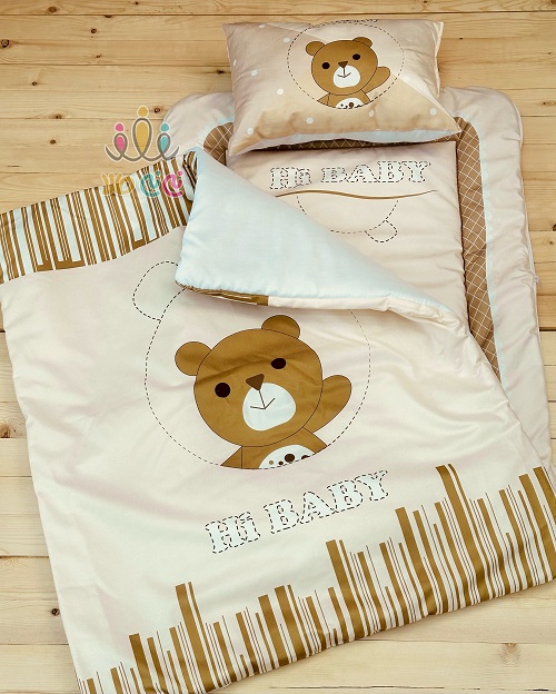 سرویس خواب مسافرتی نوزادی طرح hi baby کرمی
