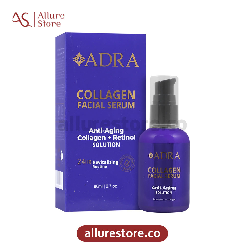 سرم ضد چروک صورت و گردن آدرا حاوی کلاژن و رتینول 80ml | آلور استور — تصویر ۲