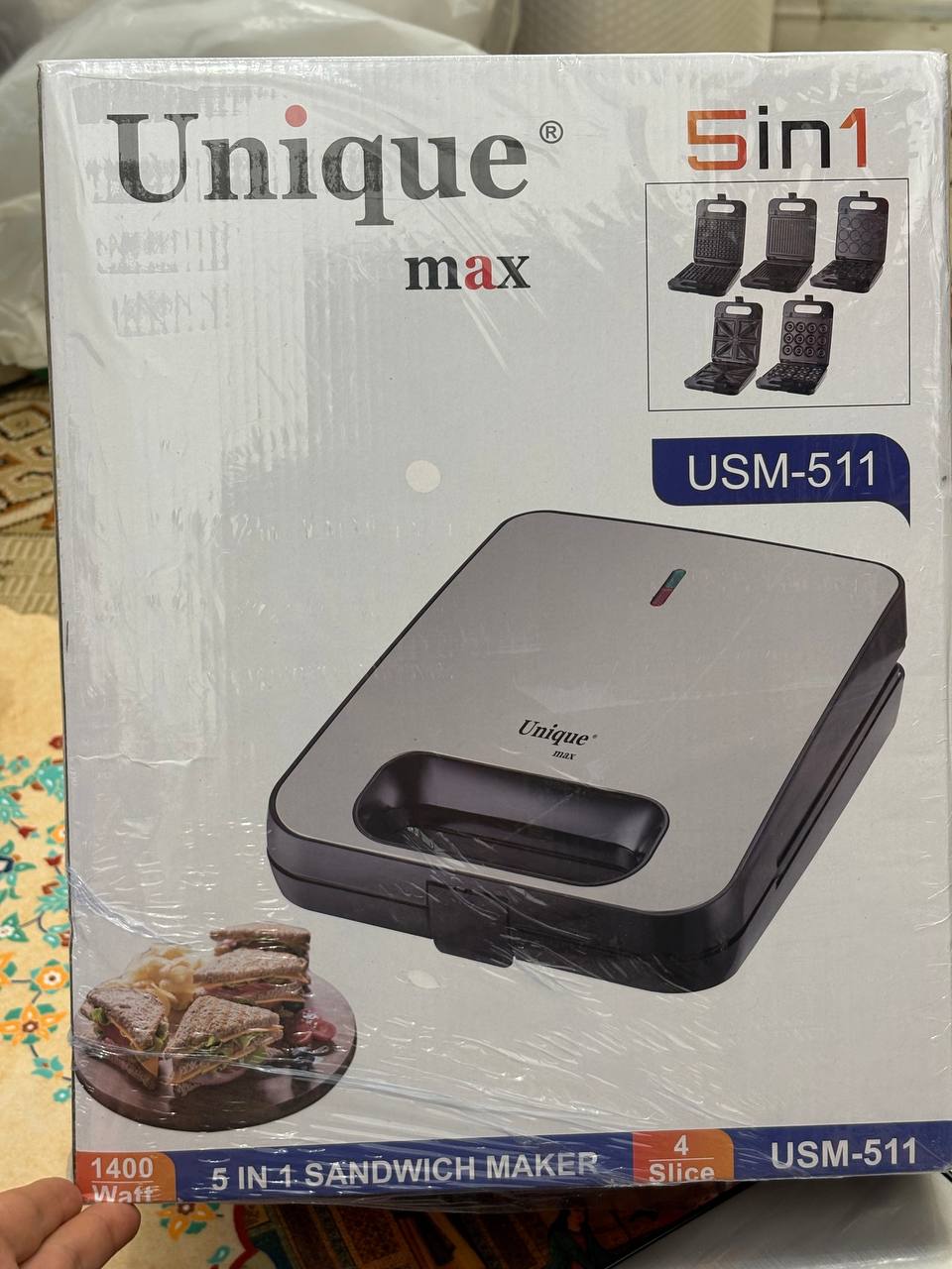 اسنک ساز و ساندویچ ساز یونیک مکس مدل USM-511 پنج کاره با صفحات قابل تعویض (Unique Max — تصویر ۵