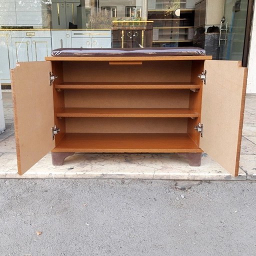 جاکفشی دو درب نشیمن دار MDF گردویی — تصویر ۳