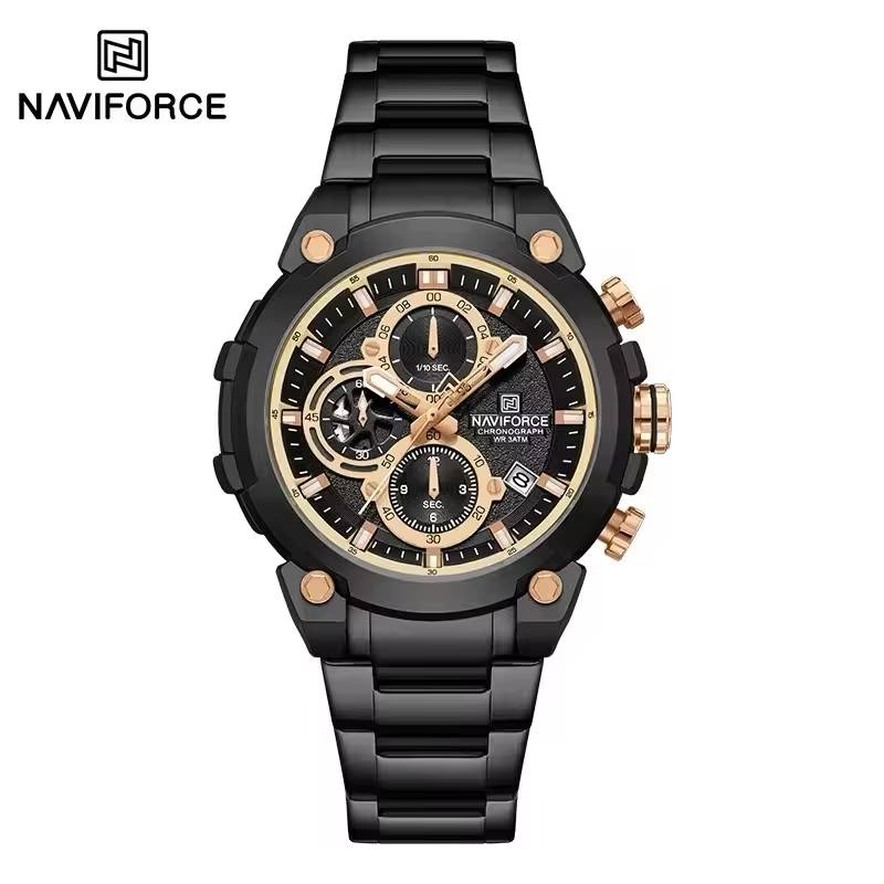 ساعت مردانه اورجینال مارک نیوی فورس NAVIFORCE مدل NF8071 کوارتز کرنوگراف استیل رنگ ثابت موتور ژاپن کد 1925177
