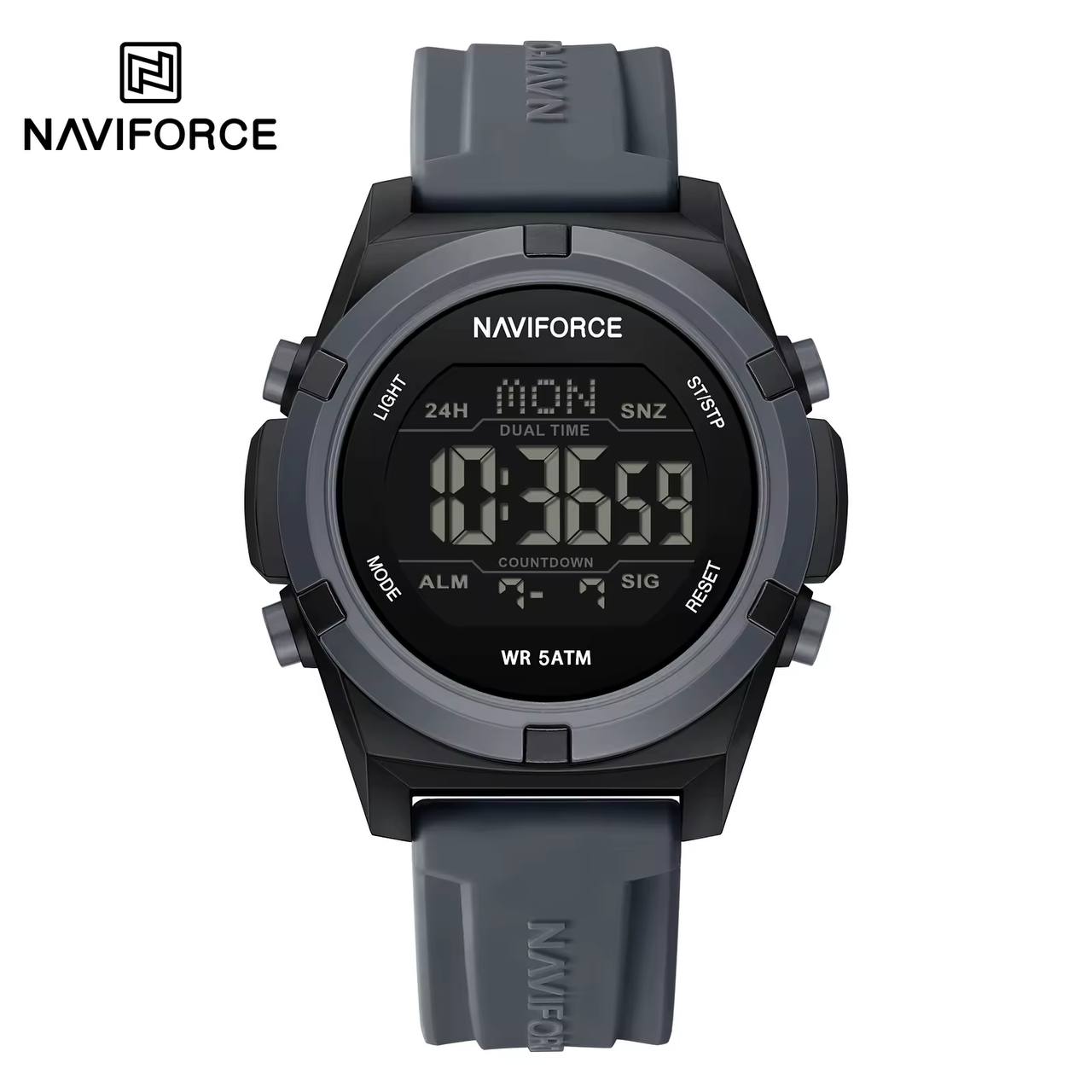 ساعت اسپرت اورجینال مارک نیوی فورس NAVIFORCE مدل NF7110 دیجیتال بند سیلیکونی موتور ژاپن کد 1925138 — تصویر ۴