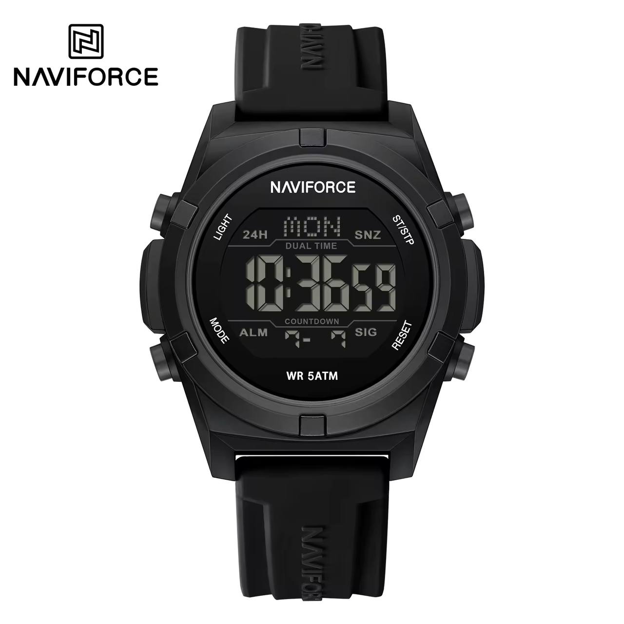 ساعت اسپرت اورجینال مارک نیوی فورس NAVIFORCE مدل NF7110 دیجیتال بند سیلیکونی موتور ژاپن کد 1925138 — تصویر ۳