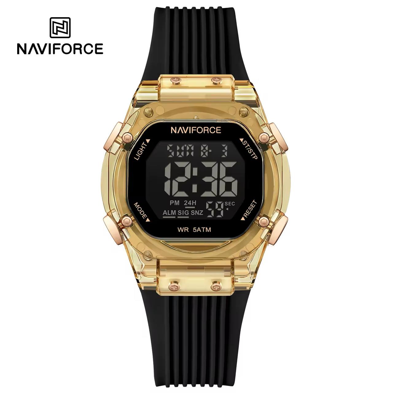ساعت زنانه اورجینال مارک نیوی فورس NAVIFORCE مدل NF6114 دیجیتال بند رابر موتور ژاپن کد 1925136 — تصویر ۸