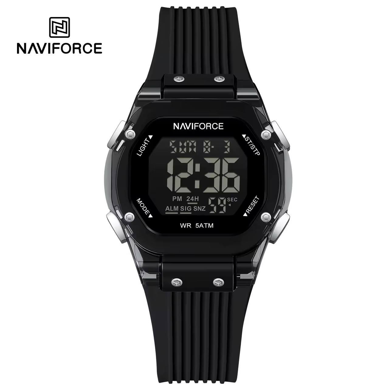 ساعت زنانه اورجینال مارک نیوی فورس NAVIFORCE مدل NF6114 دیجیتال بند رابر موتور ژاپن کد 1925136 — تصویر ۴