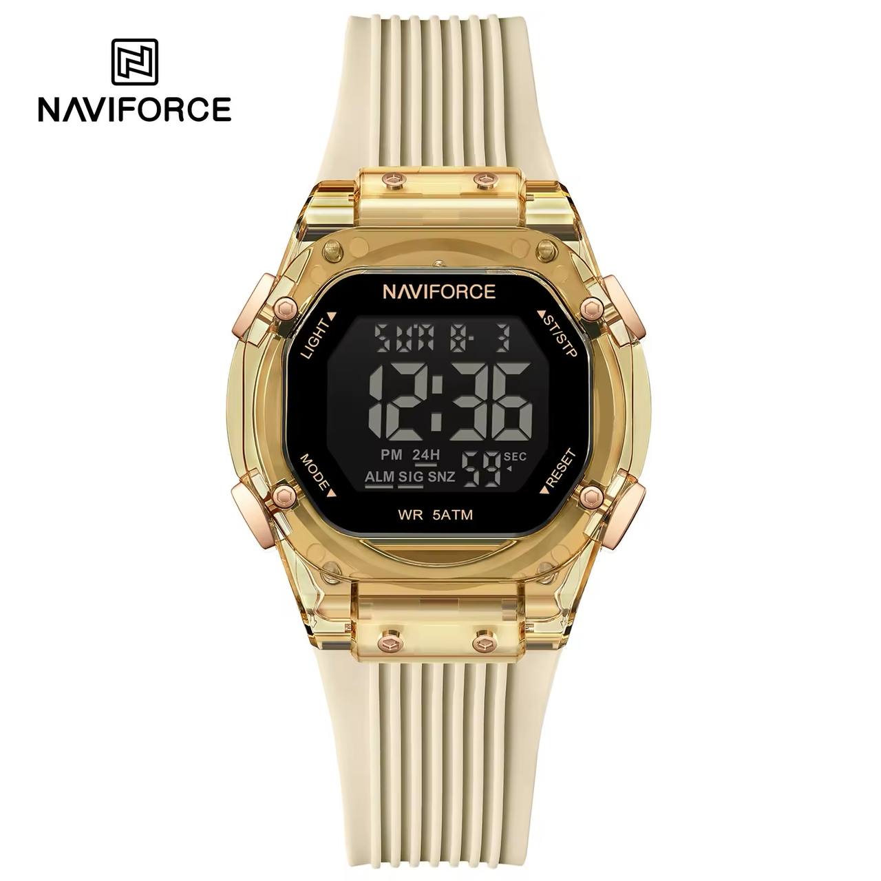 ساعت زنانه اورجینال مارک نیوی فورس NAVIFORCE مدل NF6114 دیجیتال بند رابر موتور ژاپن کد 1925136 — تصویر ۷