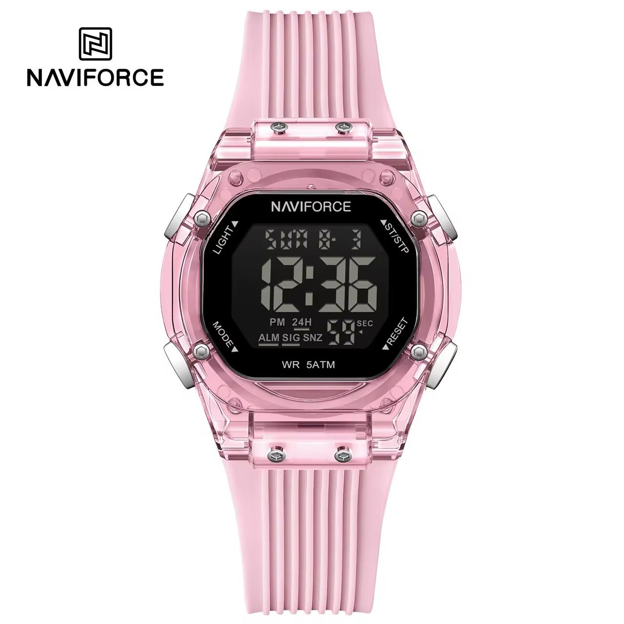 ساعت زنانه اورجینال مارک نیوی فورس NAVIFORCE مدل NF6114 دیجیتال بند رابر موتور ژاپن کد 1925136 — تصویر ۲