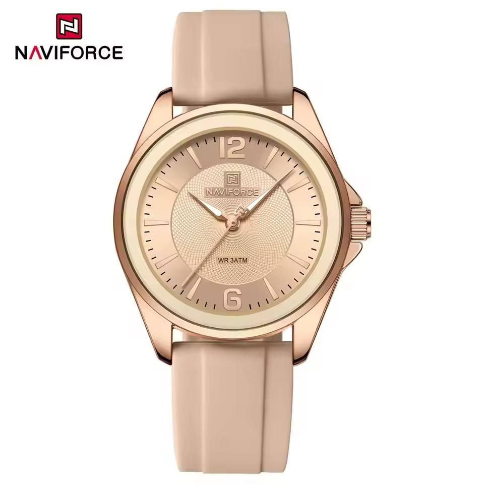 ساعت زنانه اورجینال مارک نیوی فورس NAVIFORCE مدل NF5068 بند سیلیکونی موتور ژاپن کد 1925134 — تصویر ۴