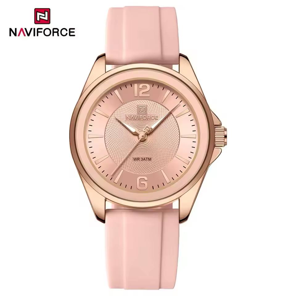 ساعت زنانه اورجینال مارک نیوی فورس NAVIFORCE مدل NF5068 بند سیلیکونی موتور ژاپن کد 1925134