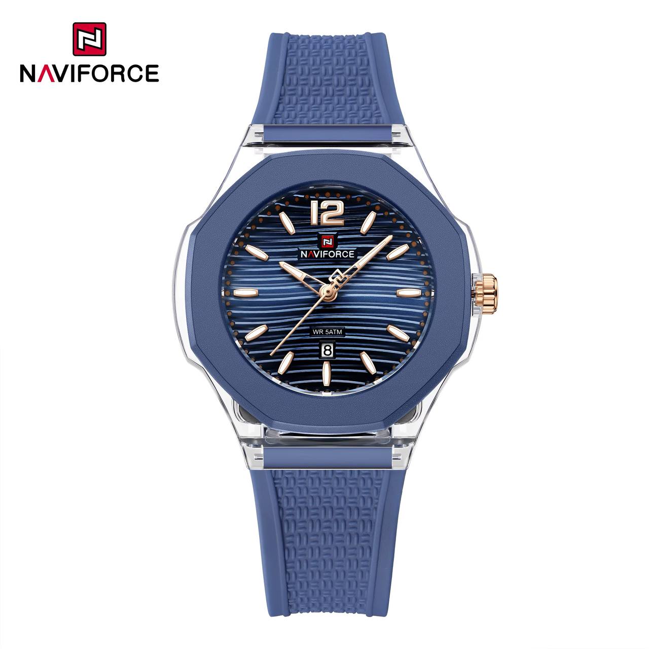 ساعت زنانه اورجینال مارک نیوی فورس Naviforce مدل NF6109 بند سیلیکونی موتور ژاپن کد 1925110 — تصویر ۵
