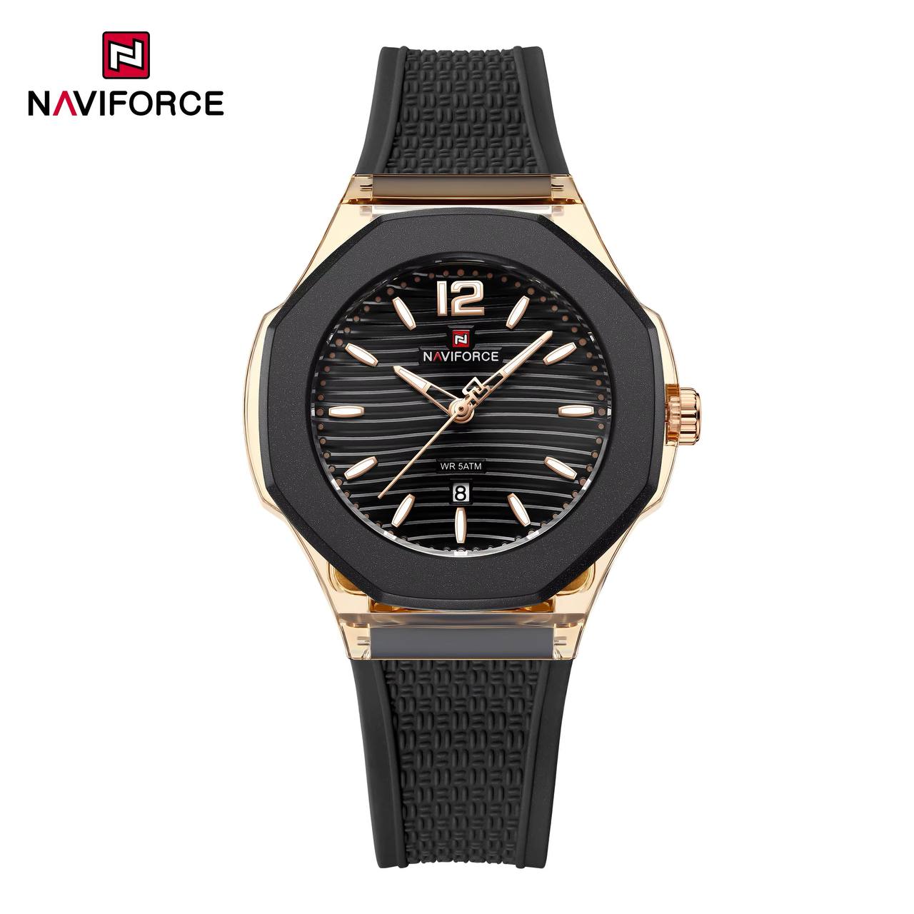 ساعت زنانه اورجینال مارک نیوی فورس Naviforce مدل NF6109 بند سیلیکونی موتور ژاپن کد 1925110 — تصویر ۲