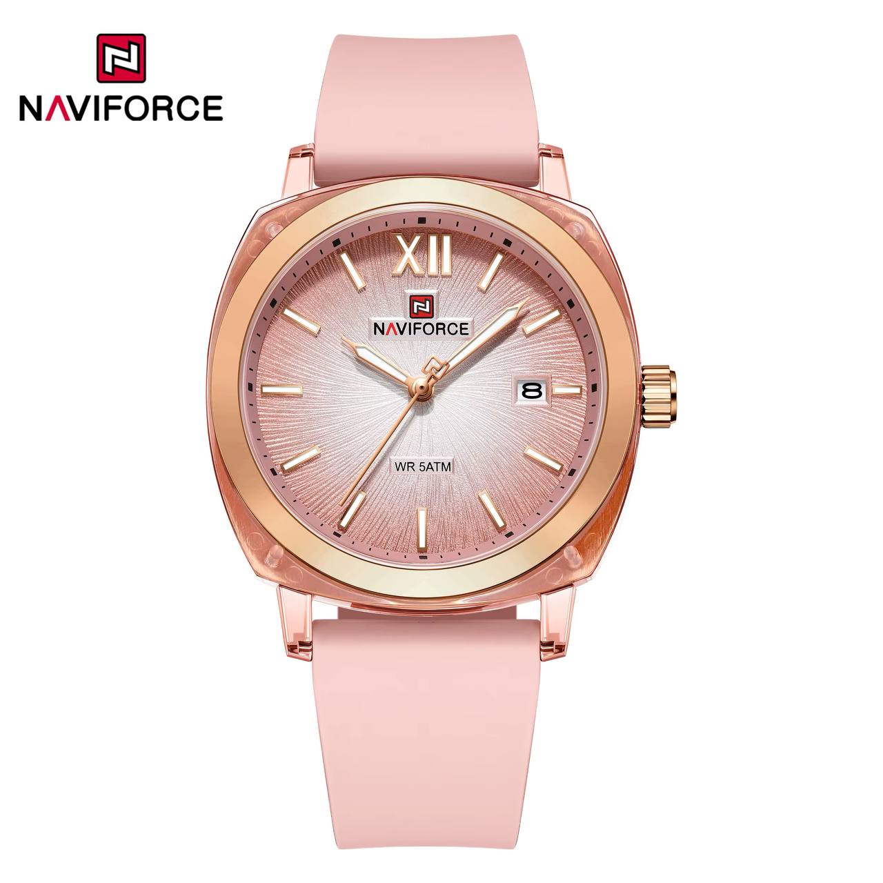 ساعت زنانه اورجینال نیوی فورس NAVIFORCE مدل NF6111 بند سیلیکونی موتور ژاپن کد 1925106 — تصویر ۶