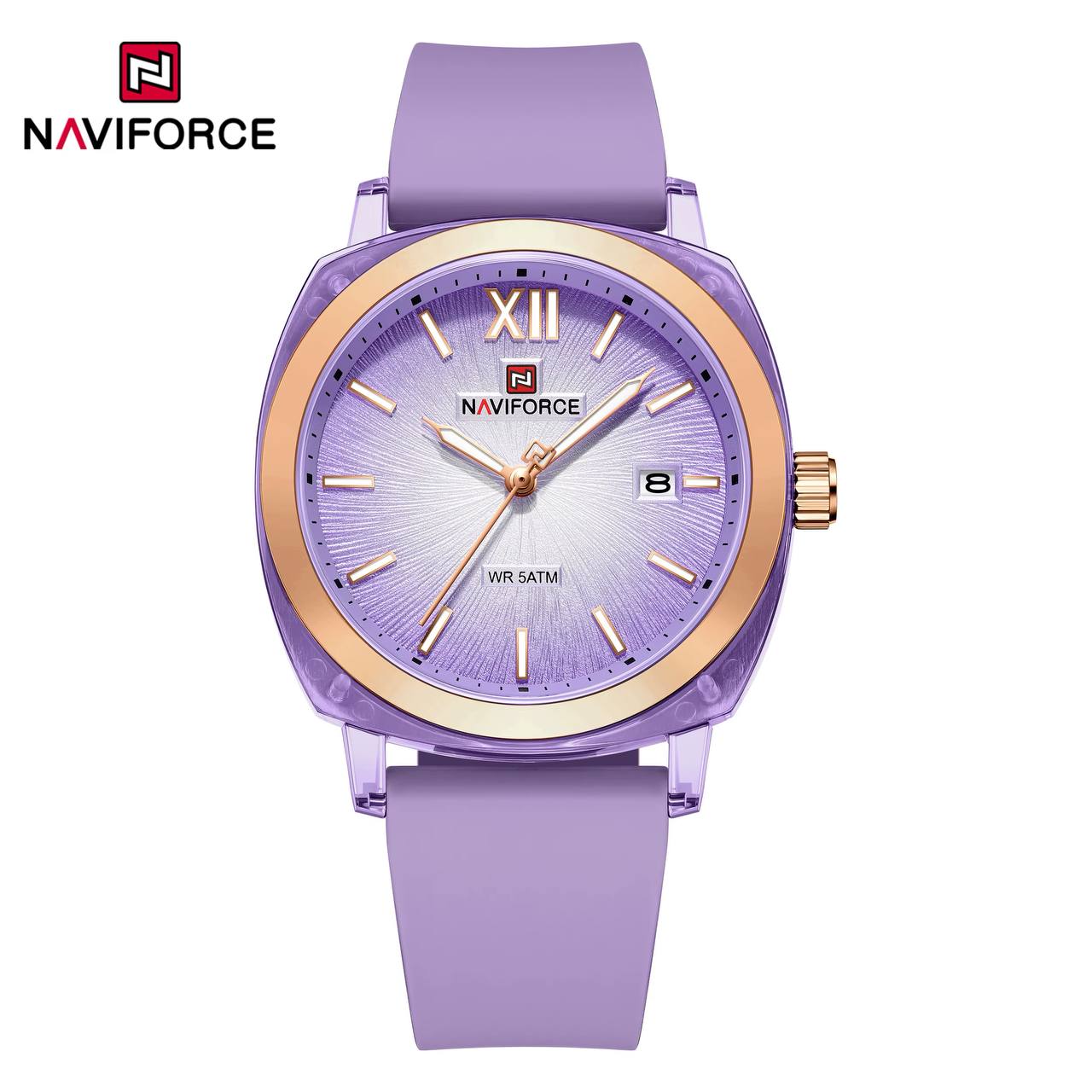 ساعت زنانه اورجینال نیوی فورس NAVIFORCE مدل NF6111 بند سیلیکونی موتور ژاپن کد 1925106 — تصویر ۴