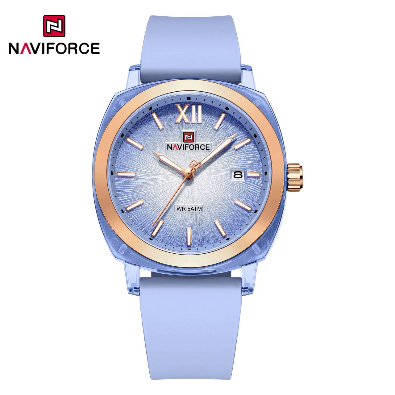 ساعت زنانه اورجینال نیوی فورس NAVIFORCE مدل NF6111 بند سیلیکونی موتور ژاپن کد 1925106