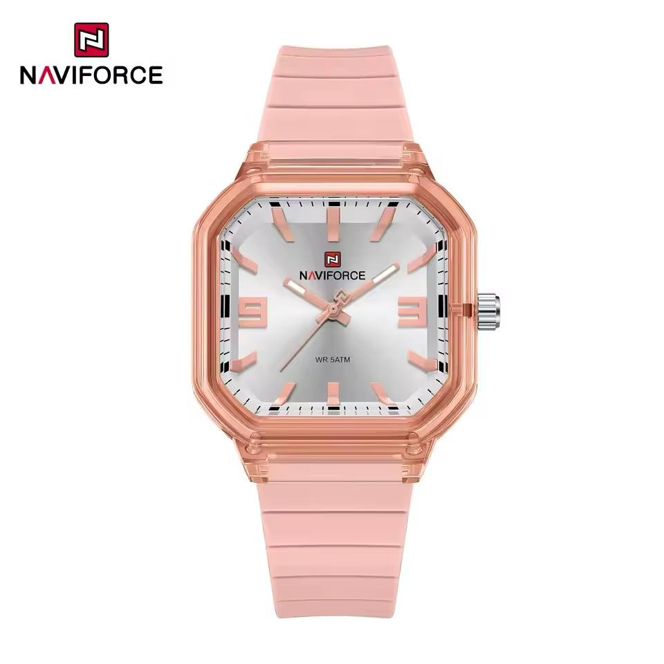 ساعت زنانه اورجینال مارک نیوی فورس NAVIFORCE مدل NF6108 بند سیلیکونی کیفیت عالی موتور ژاپن کد 1925104 — تصویر ۳