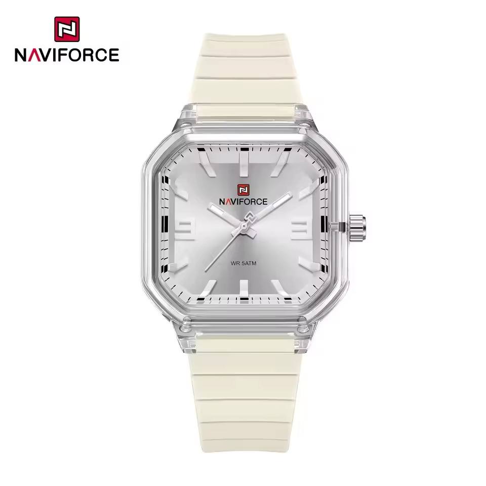 ساعت زنانه اورجینال مارک نیوی فورس NAVIFORCE مدل NF6108 بند سیلیکونی کیفیت عالی موتور ژاپن کد 1925104 — تصویر ۵