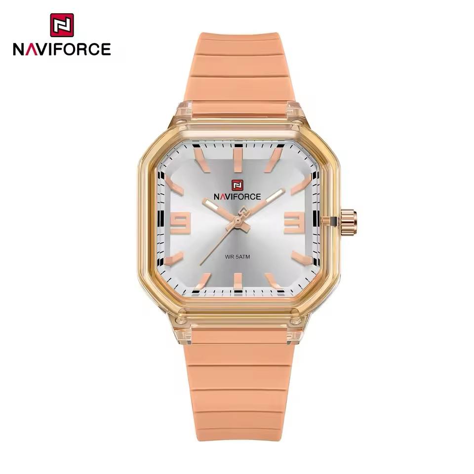 ساعت زنانه اورجینال مارک نیوی فورس NAVIFORCE مدل NF6108 بند سیلیکونی کیفیت عالی موتور ژاپن کد 1925104 — تصویر ۴