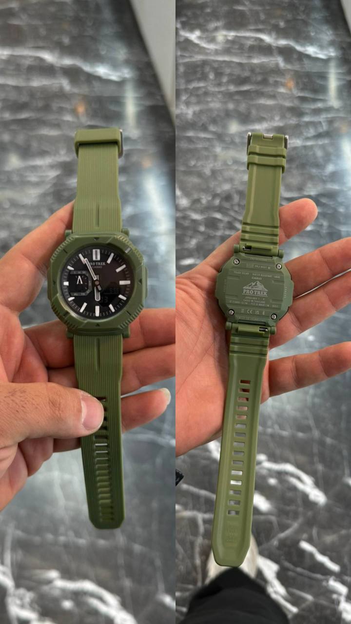 ساعت جدید اسپرت دو زمانه موتور ژاپن کاسیو PRO TREK بند رابر کیفیت عالی سبز کد 1925059 — تصویر ۲