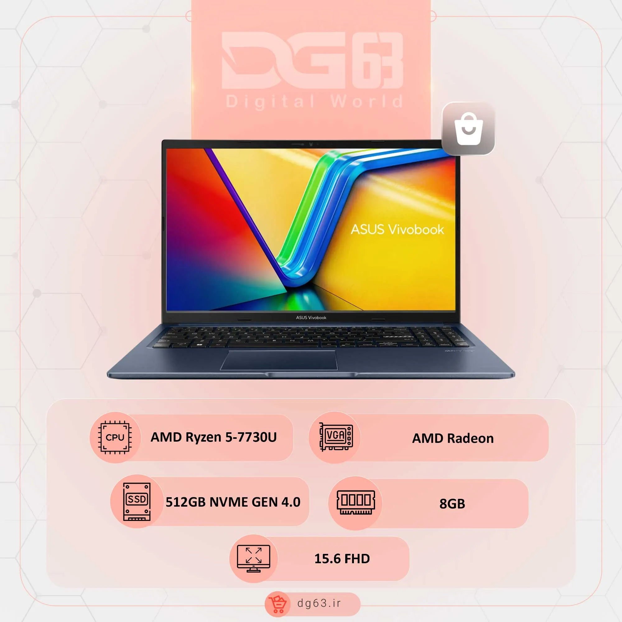 قیمت و خرید لپ تاپ ایسوس ASUS Vivobook 15 D1502YA-NJ007W / R7-7730U / 8GB / 512GB / AMD Radeon