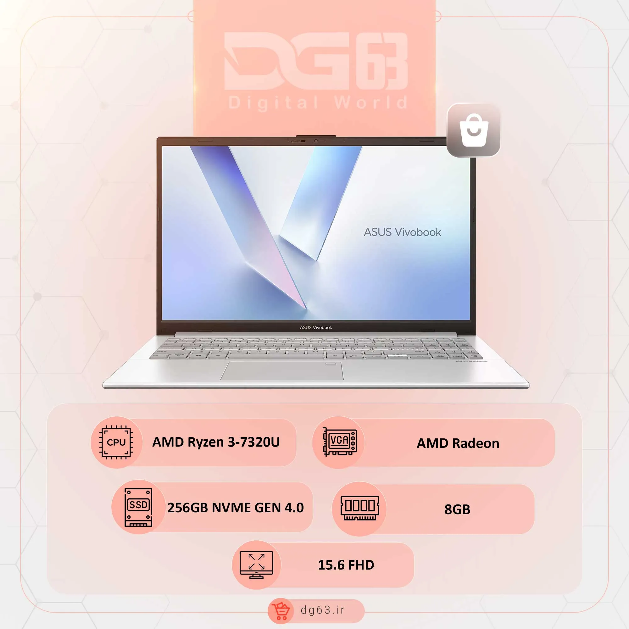 قیمت و خرید لپ تاپ ایسوس ASUS Vivobook Go 15 E1504FA-NJ083W / R3-7320U / 8GB / 256GB / AMD Radeon
