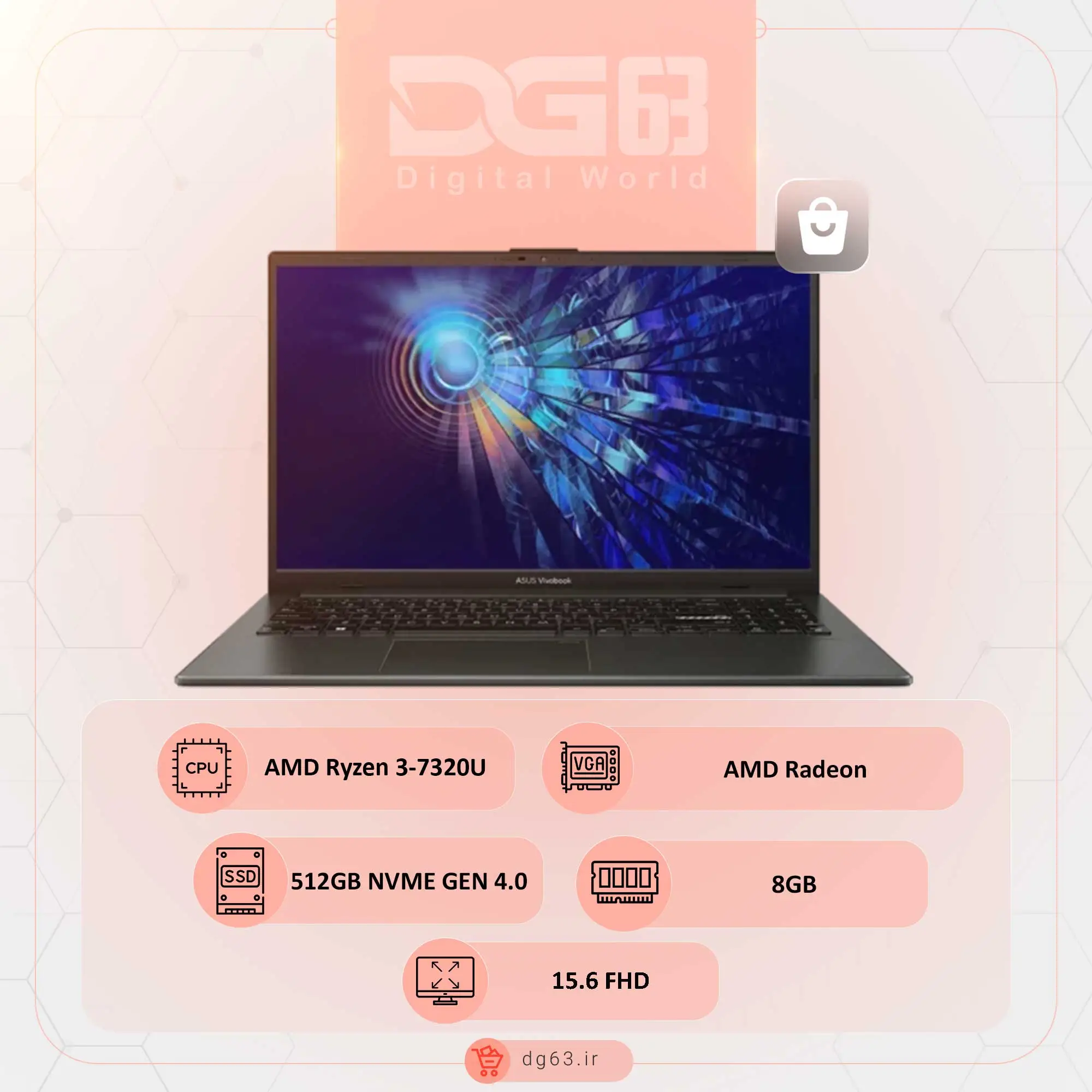 قیمت و خرید لپ تاپ ایسوس ASUS Vivobook Go 15 E1504FA-BQ1934 / R3-7320U / 8GB / 512GB / AMD Radeon — تصویر ۲