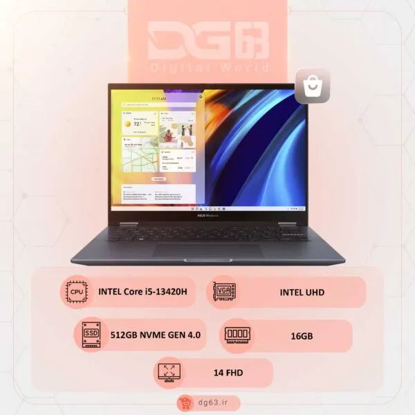 قیمت و خرید لپ تاپ ایسوس ASUS Vivobook S14 Flip TP3402VA-L669W / i5-13420H / 16GB / 512GB / Intel UHD