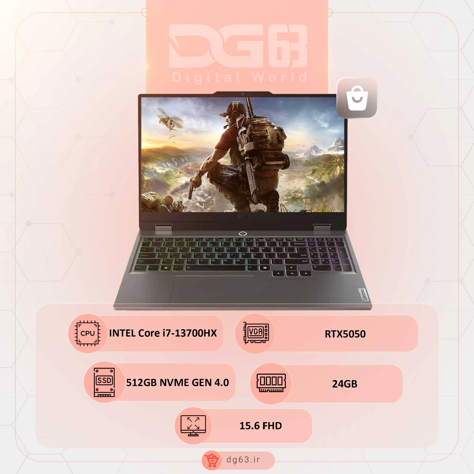 قیمت و خرید لپ تاپ لنوو Lenovo LOQ Gaming 15IRX10-83GE / i7-13700HX / 24GB / 512GB/ RTX 5050