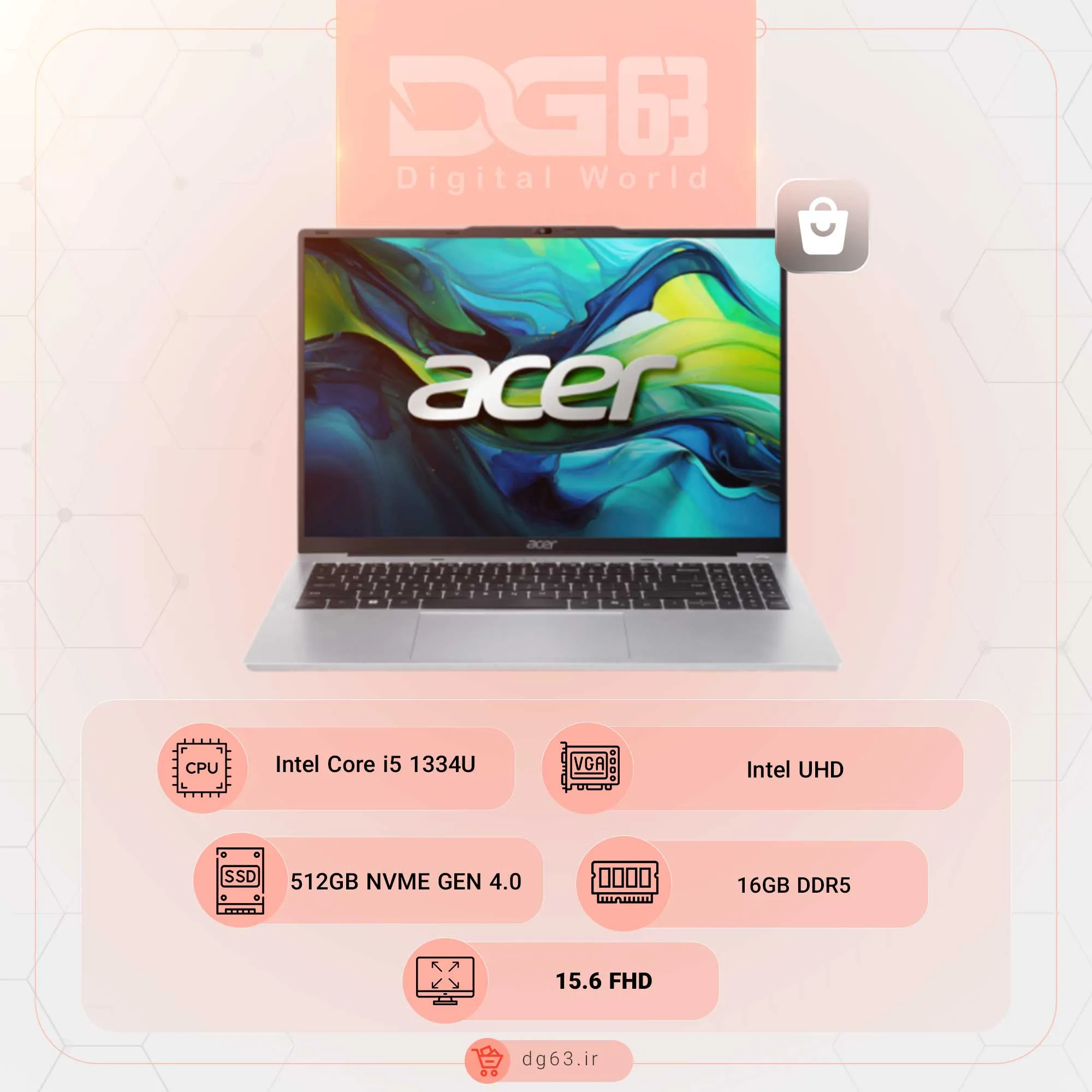 قیمت و خرید لپ تاپ ایسر Acer Aspire Lite 16 AL16‑52P‑59PP / i5-1334U / Intel UHD