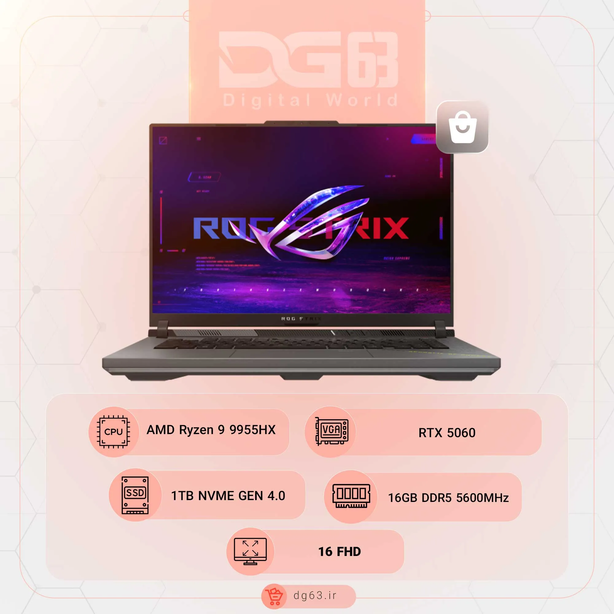 قیمت و خرید لپ تاپ ایسوس Asus ROG Strix G16 G614FM-WS94 / R9 9955HX / RTX 5060