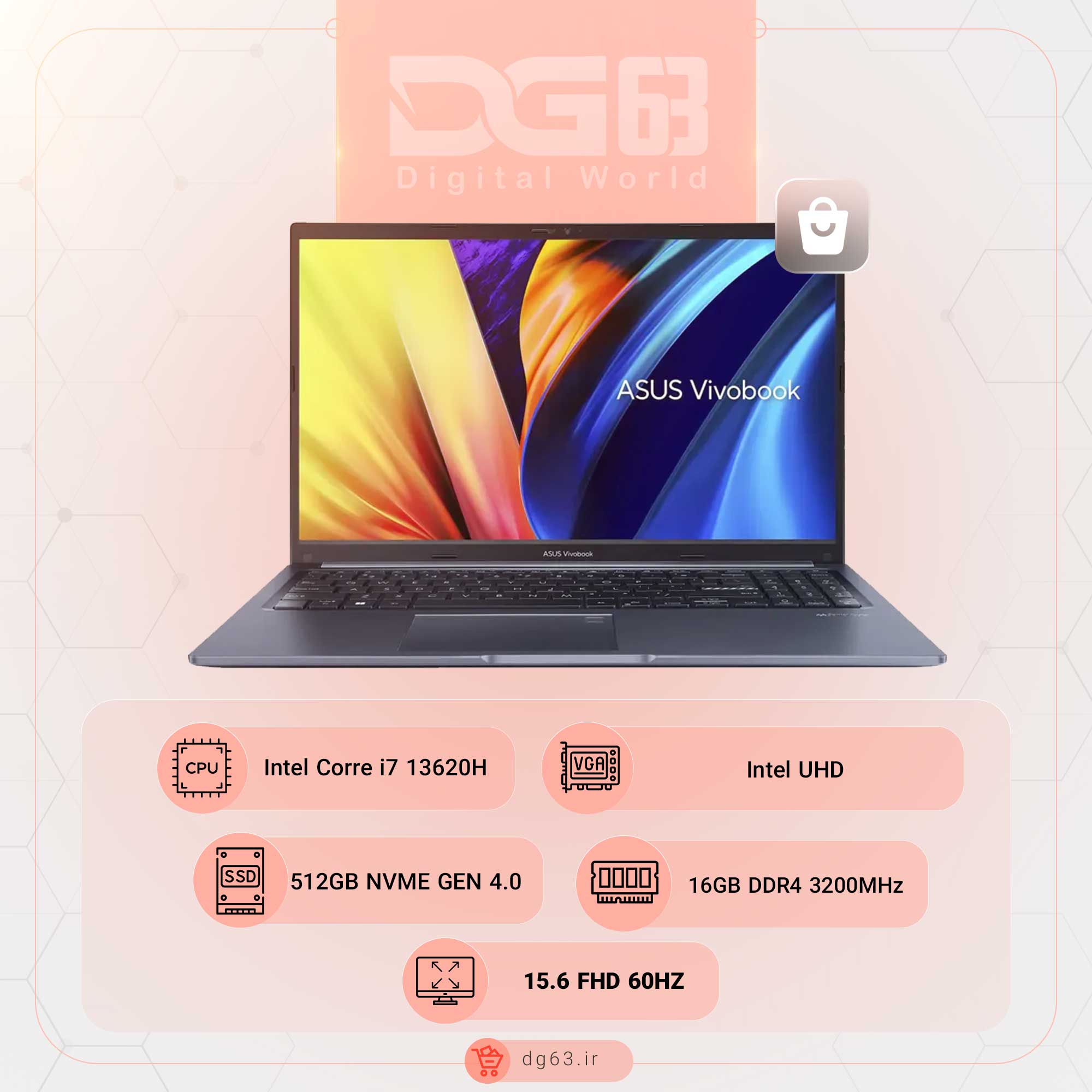 قیمت و خرید لپ تاپ ایسوس ASUS VivoBook 15 R1502VA-BQ547 / i7-13620H / Intel UHD