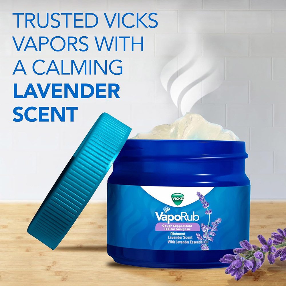 پماد تسکین دهنده ویکس Vicks مدل VapoRub با رایحه اسطوخودوس حجم 50 گرم — تصویر ۳