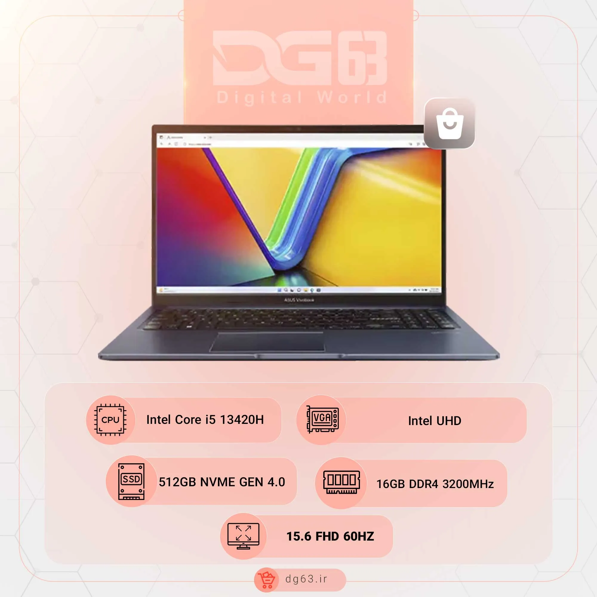 قیمت و خرید لپ تاپ ایسوس ASUS VivoBook 15 A1502VA-BQ534 / i5-13420H / Intel UHD