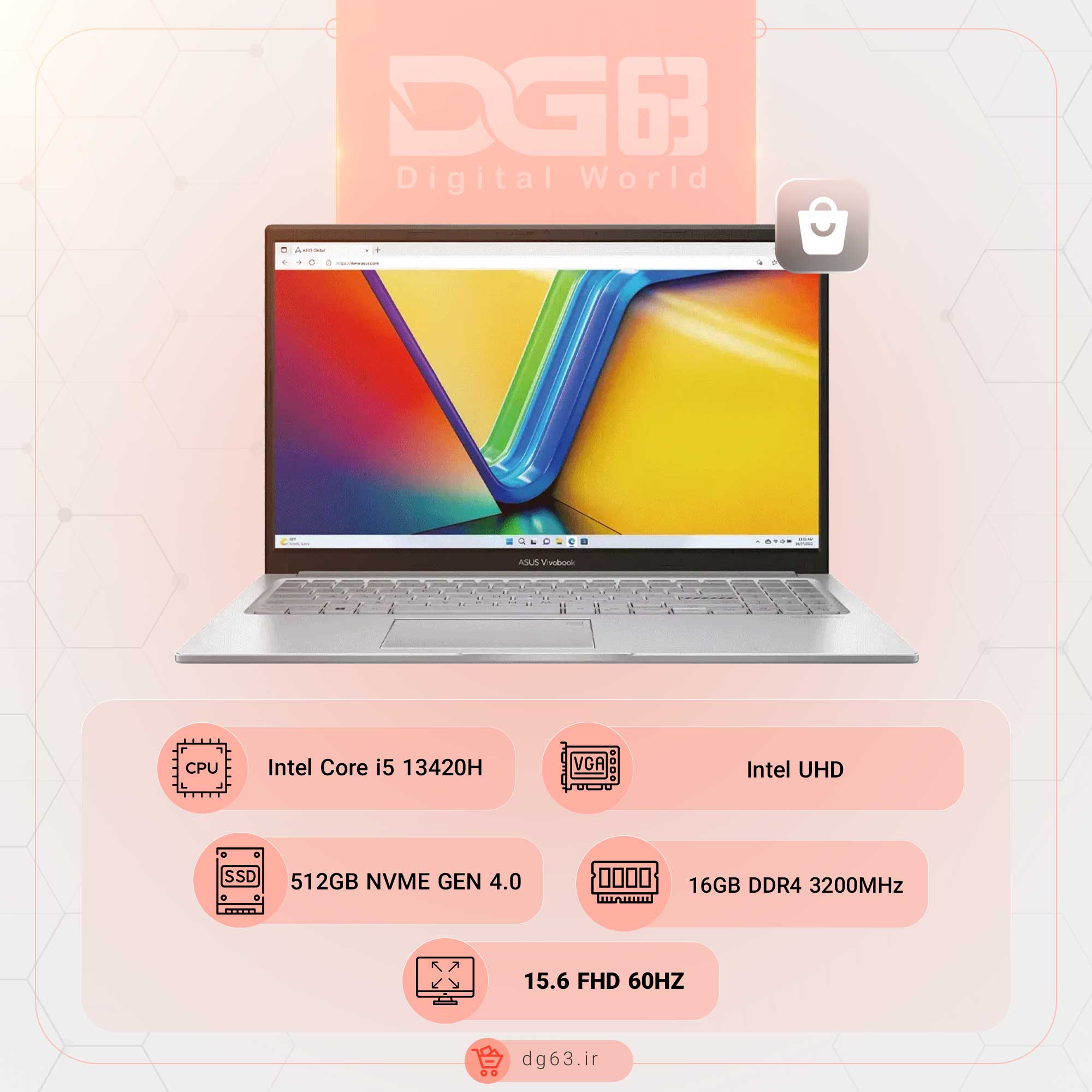 قیمت و خرید لپ تاپ ایسوس ASUS VivoBook 15 R1502VA-BQ538 / i5-13420H / Intel UHD