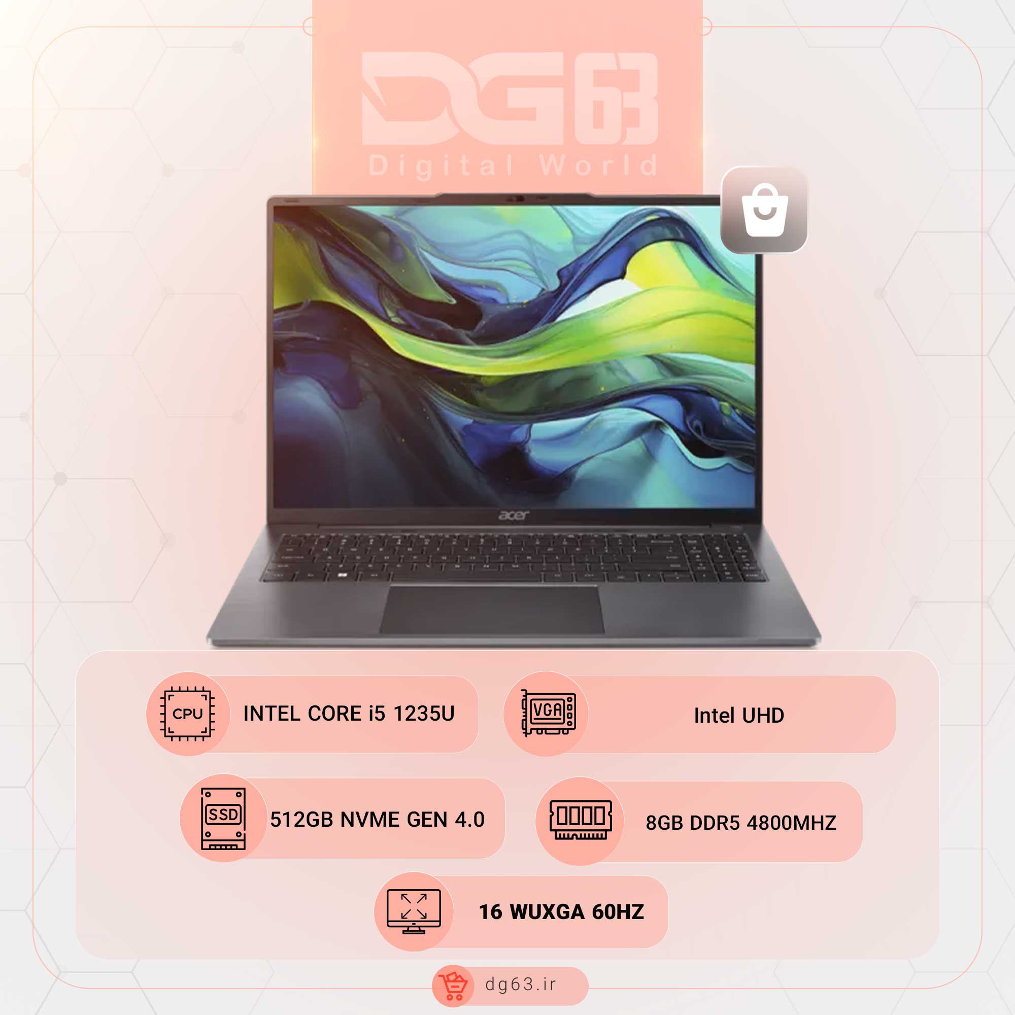 قیمت و خرید لپ تاپ ایسر Acer Aspire Lite 16 AL16-52P-53X2/ i5-1335U / Intel UHD
