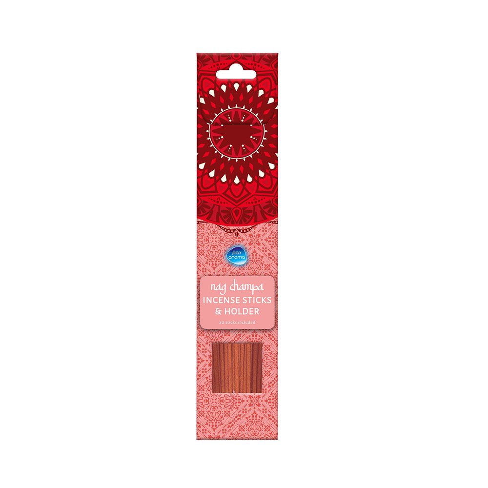عود خوشبو کننده هوا پن آروما Pan Aroma با رایحه Nag Champa بسته 40 عددی به همراه جاعودی
