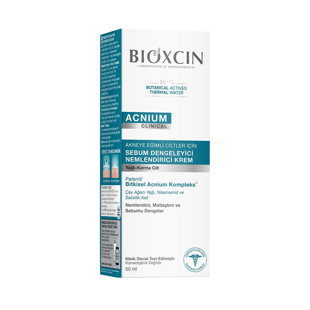 ژل شستشوی صورت متعادل کننده سبوم آکنیوم بیوکسین Bioxcin مناسب پوست های مستعد آکنه و چرب حجم 50 میل — تصویر ۲